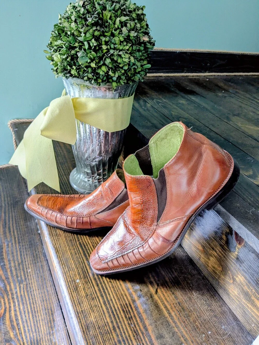 Barrow Men's Cognac Brown Leather Slip-On Boots